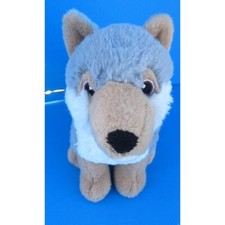 Aurora Eco Nation Gray Brown Wolf Plush Stuffed Animal Toy 8"