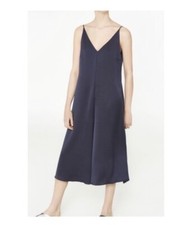 Mango Minimalist wide-leg jumpsuit Satin Premium collection Blue Size Small