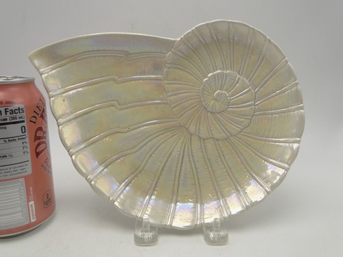 4 assiettes Fitz and Floyd Cape 1976 forme coquille de mer corail porcelaine irisée - Photo 7/17