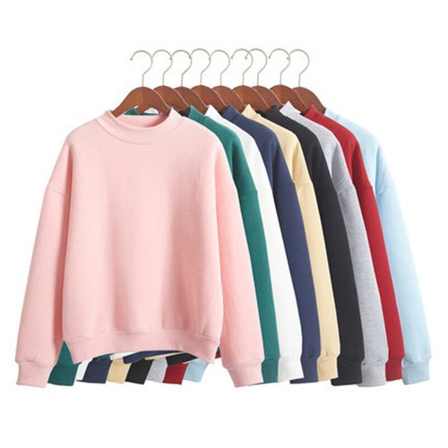 Women's Crew Neck Sweater Pullover Plain Velvet Fleece Long Sleeve Tops Casual - Foto 3 di 84