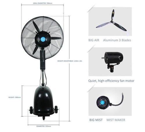 110V Humidification & Watering Industrial Spray Electric Fan Atomizing Floor Fan - Picture 7 of 9