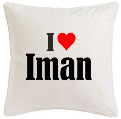 KISSENBEZUG I LOVE IMAN 40CMX40CM AUS MIKROFASER
