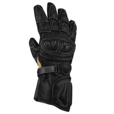 Bike It Track Motorcycle Gloves Kangaroo Leather Motorbike Sports Racing Black