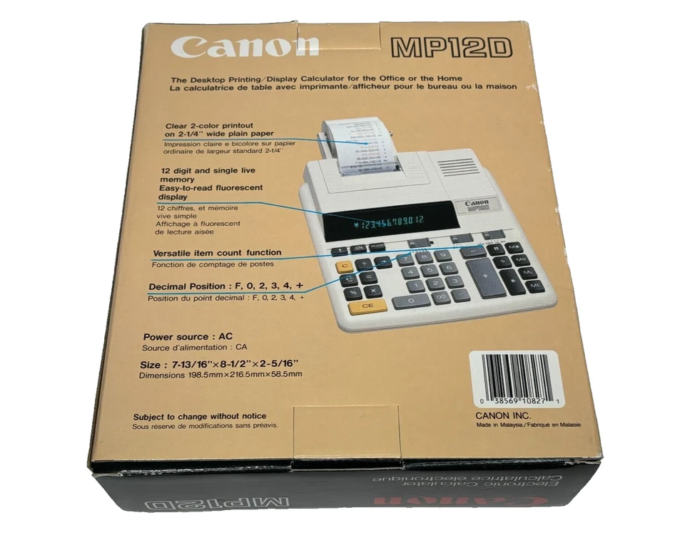 NEW Canon Electronic Desktop Printing Display Calculator MP12D NIB Vtg MP 12 D - Image 2 of 4