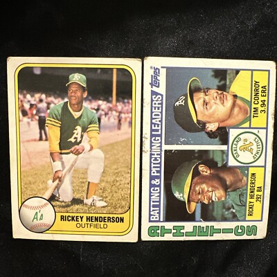 1981 Fleer - #574 Rickey Henderson & Topps rickey henderson/ tim conroy Vintage!