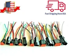 6"  Assembled Black Deutsch 2,3,4,6,8,12 Pin,14 AWG  waterproof connector wire 