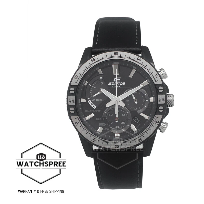 Casio Edifice EQS-930 Solar Powered Black Leather Strap Watch EQS-930TL-1A