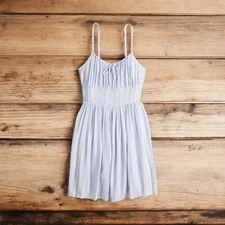 So Dress Womens L Striped Baby Doll Cottagecore Sleeveless Mini Beach Spring