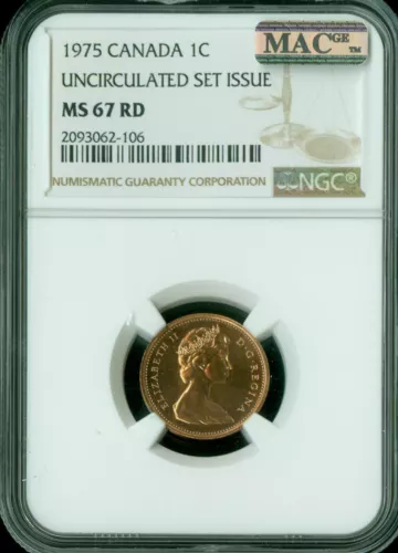 1975 CANADA CENT NGC MS67 PQ MAC  SPOTLESS  *