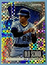 💎Rod Carew 2022 Panini Prizm Old School 🌟SILVER PLAID PRIZM /75 SSP Twins HOF