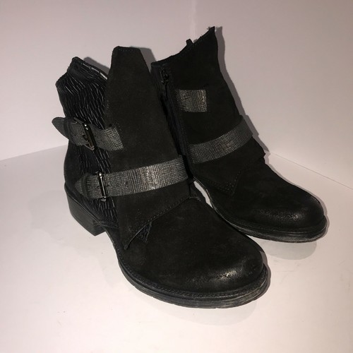 MJUS Norton Leather Suede Ankle Buckle Boots UK 4 EU 37 Black Block Heel RRP £95 - Picture 10 of 12