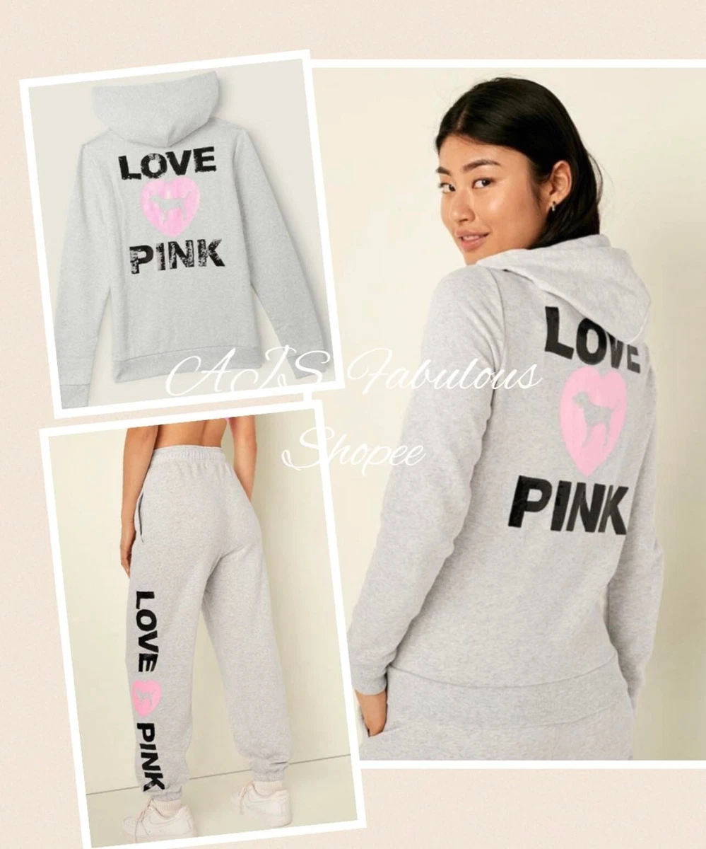 Victoria's Secret PINK Originals XL in Heather Grey Hoodie & Campus Pants  Set