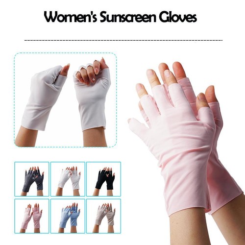 Women Fingerless Sun Protection Gloves Half Finger Gloves S` Sunscreen