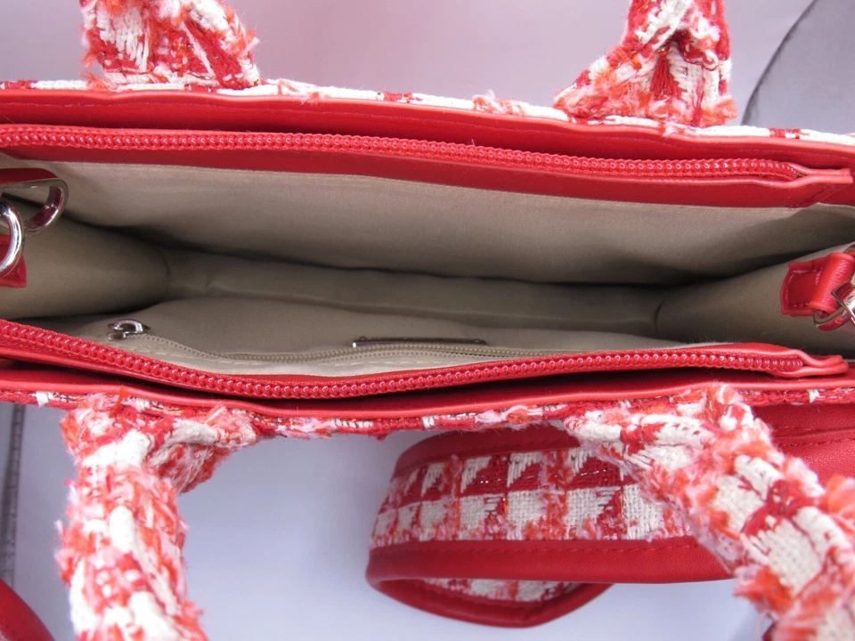 BAM Forever - Cartera MOD a Cuadros Rojo y Blanco con Correa Bandolera Desmontable Foto 4 de 4