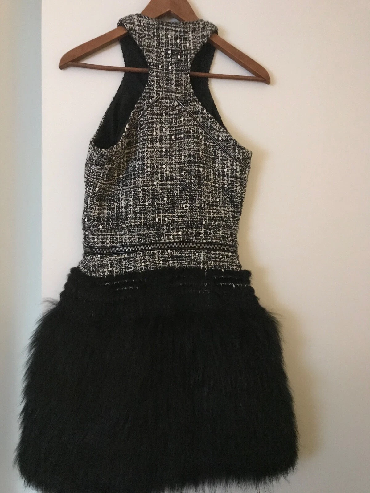 Abito in pelliccia tweed nero Alexander McQueen Runway 40!!!!