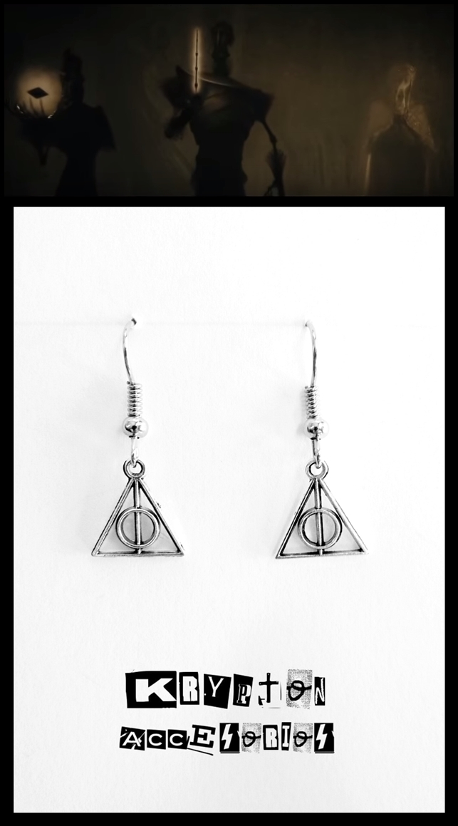 Pendientes LAS RELIQUIAS DE LA MUERTE - Simbolo Magia - HARRY POTTER - Peq Plat