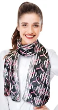 CBC CROWN Stripe Breast Cancer Awareness Lightweight Silk-Feeling Scarf 13"x60"