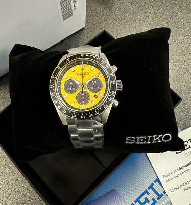 Seiko Prospex Speedtimer Solar Steel Bracelet Yellow Dial Watch