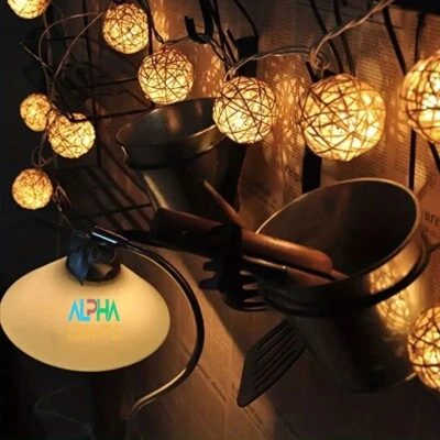 ALPHA LIGHTS Rattan balls led fairy lights tree decorations size: 3m 20 lamp. room decoration