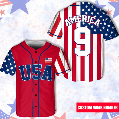 Personalized America 4th Of July Baseball Jersey Shirt