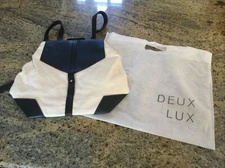 NEW DEUX LUX IVORY CANVAS VEGAS FAUX LEATHER BACKPACK & DUST COVER