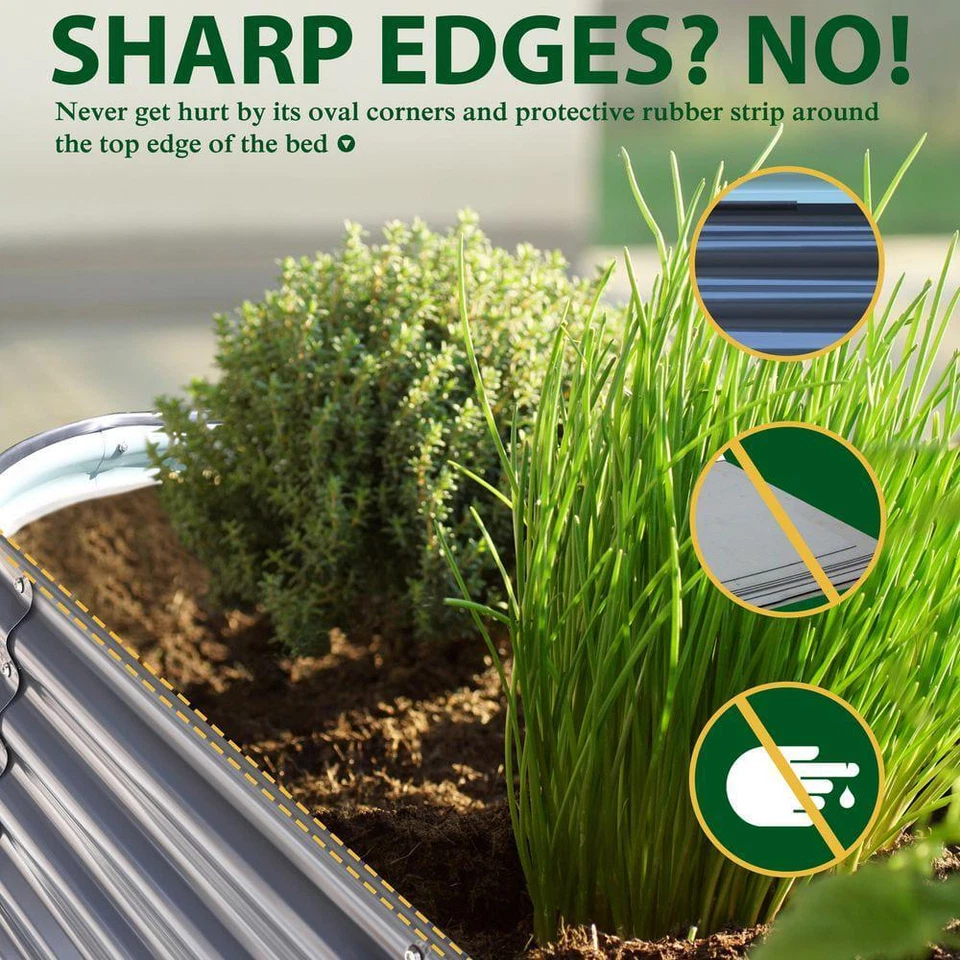 Cama de jardín elevada VEIKOUS acero galvanizado + tira de goma protección gris oscuro Foto 4 de 4