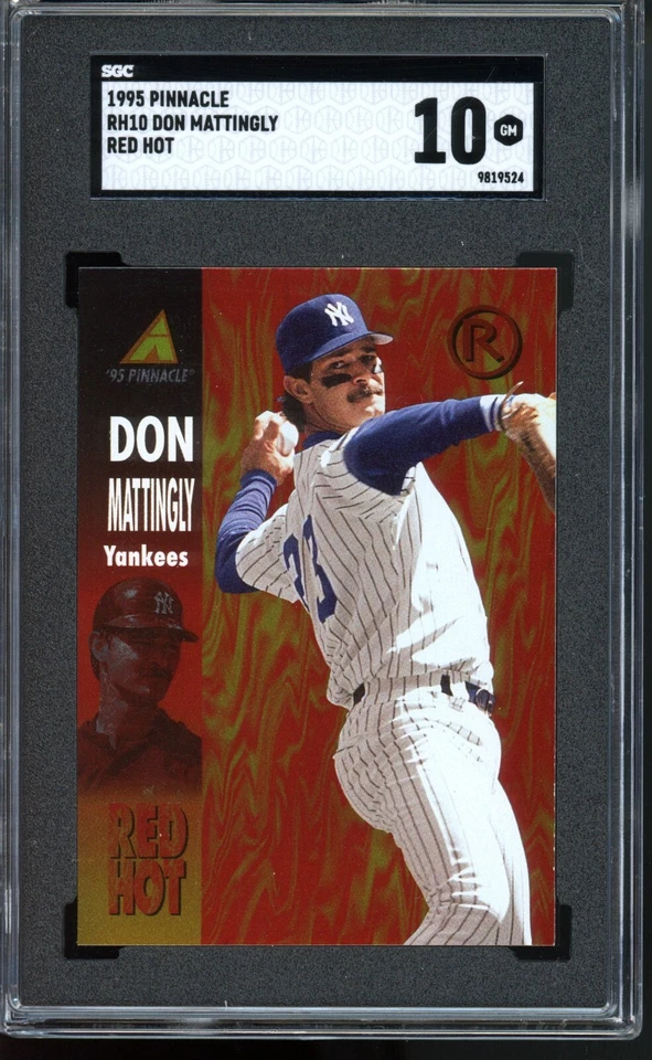 Don Mattingly 1995 Pinnacle RH10 Red Hot Insert Nueva York MLB Raro HoF SGC 10 Foto 3 de 3