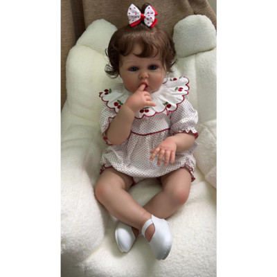 24inch Reborn Toddler Girl Puppe Soft Vinyl Cuddly Body 3D Skin Visible Veins
