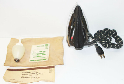 Vintage 1950s Steam Travel Iron - G.E. Model #HIF49 General Electric w/ Access.
