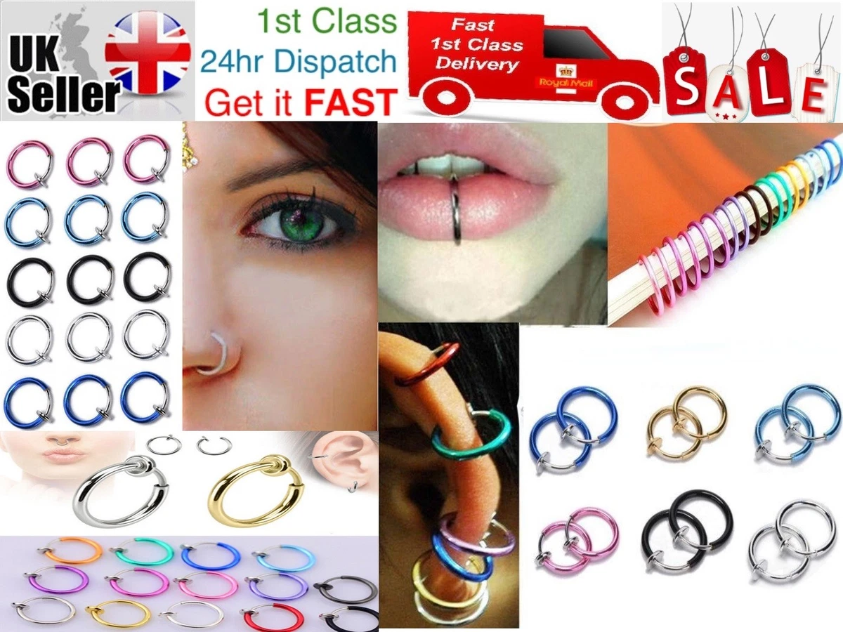 Surgical Stainless Steel Annealed Bendable Ring Septum Nose Lip Ear Hoop  Fake | eBay