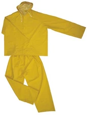 3 PIECE HEAVY DUTY YELLOW RAIN SUIT 35MM PVC/POLYESTER HIGH VISIBILITY FLEXIBLE