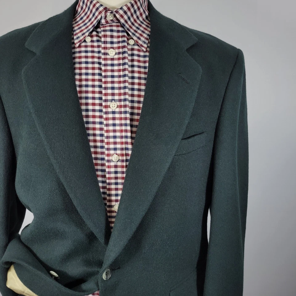 Мужской фланелевый спортивный блейзер Geoffrey Beene на двух пуговицах изумрудно-зеленый размер 44R - Изображение 4 из 4