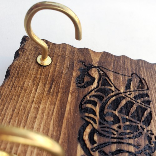 Celtic Tree of Life Key Hanger - Wooden Wall Mounted Hook Organizer, Dark Brown - Picture 2 of 7
