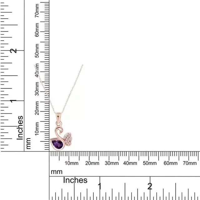1.00Ct Pear Cut Lab Created Amethyst Women's Swan Pendant 14K Rose Gold Plated - Image 2 of 4