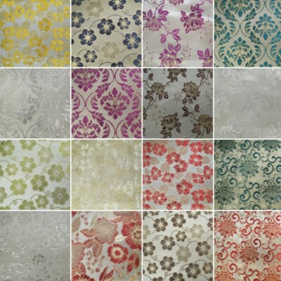 Metallic Brokat Stoff bestickt Satin Blumen Blumen Vorhang Polster Zuhause