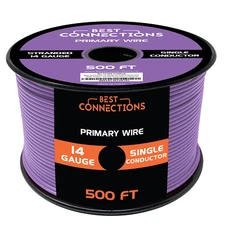 14 Gauge Car Audio Primary Wire (500ft–Purple)– Remote, Power/Ground Electrical