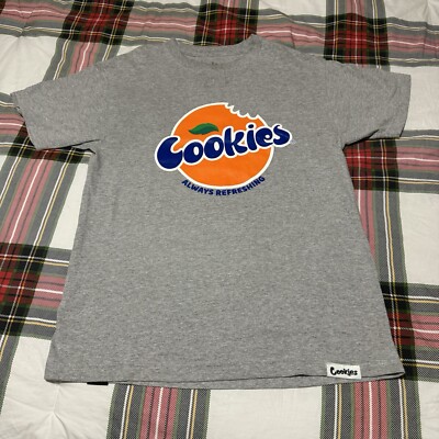 Cookies SF Refreshing T-Shirt Gray Preowned Tshirt 100% Cotton Orange Logo Tee