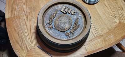 Vintage Miller Lite Beer Plastic Barrel Keg Bar Cask Sign 6  x  18 