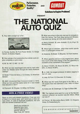 1994 Vintage Print Ad Pennzoil and Gumout Present The National Auto Quiz Engine