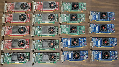 Lot | 19 x assorted ATI/AMD Radeon low profile GPUs HD 6350 HD 3470 2400 XT
