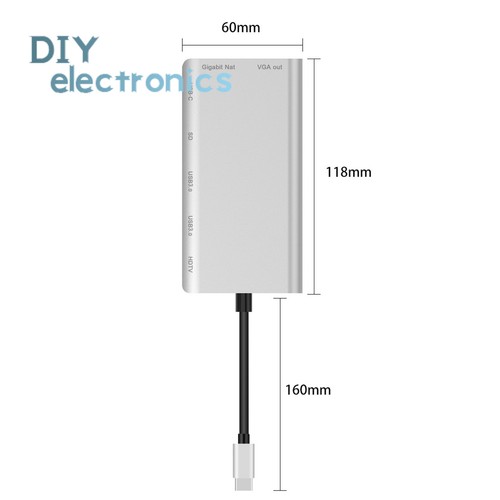Usbc To Rj45 Lan 4K Hdmi Vga 2Usb 3.0 lettore slot schede SD 8in1 adattatore tipo C Stati Uniti - Foto 10 di 15
