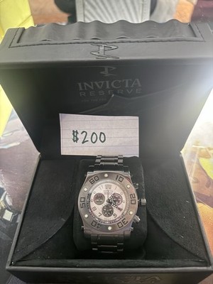 Invicta Reserve Men's Quartz Chronograph SS Watch Black Bracelet Black Dial Box
