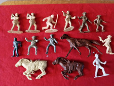 Vintage Marx Cowboys and Horses, Lot of 14