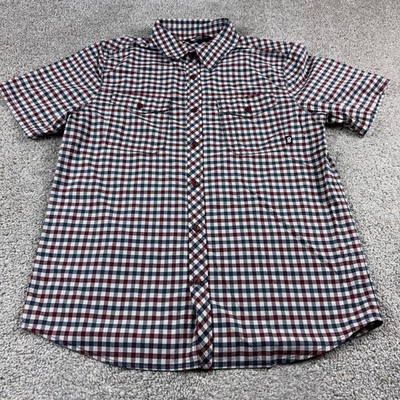 Outdoor Research Shirt Mens Large Blue Red Check Wanderer Button Up Hiking