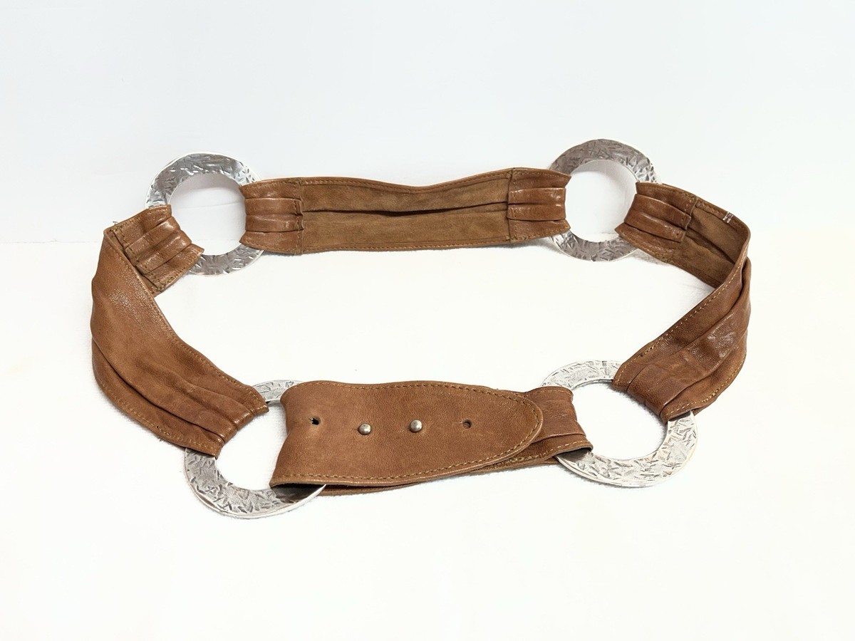 Rare Streets Ahead Soft Brown Pintucked Leather and Silver 