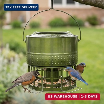 Solution4Patio 10LB Bird Feeder, Squirrel Proof Metal Wild Birdfeeder with 32 Fe