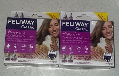LOT OF 2 Feliway Classic Happy Cat Calming Diffuser 2-Pack Refills 4 Total