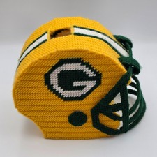 Green Bay Packers Helmet Needlepoint Tissue Box Cover - Handmade Fan Decor