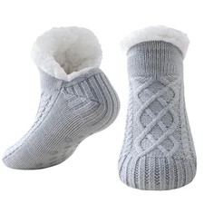 Fuzzy Slipper Socks Women Men, Winter Warm US Women 6-10.5/US Men 5.5-9 Grey