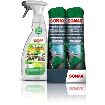 SONAX 750ml CLEANSTAR ECOCERT TOUCHSCREEN KLAVIERLACK + MICROFASER TÜCHER 415584